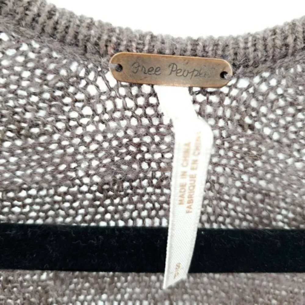 *Repair* Free People Oversized Ribbed Knit Open Cardigan S Blackberry Heather